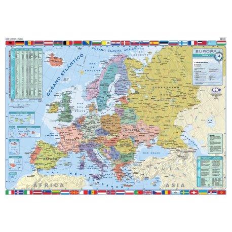 Mapa Mural Político Europa 95 X 130 SIMPLE