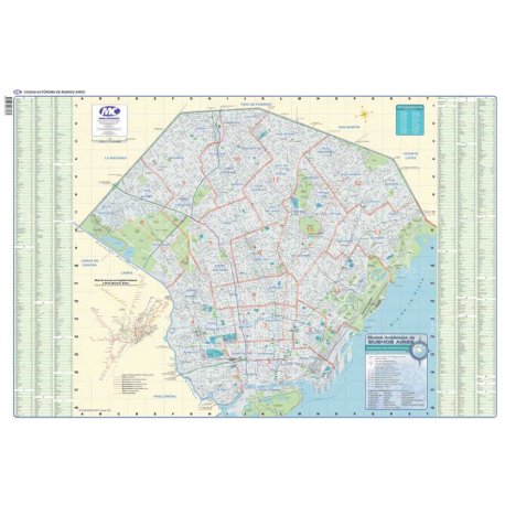 Mapa Mural Político Ciudad Autónoma de Buenos Aires 95 x 130 cm. - Simple Faz -
