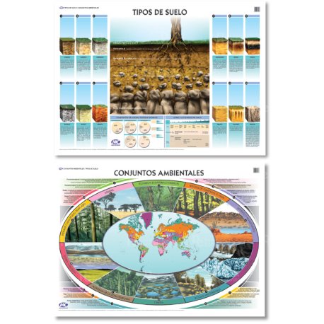 Lámina Mural Ciencias Conjuntos Ambientales/ Tipos de suelo 82 x 118 cm. - Doble Faz -