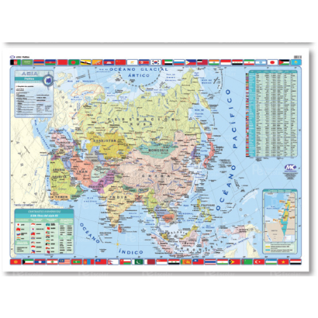 Mapa Mural Político Asia 95 X 130 cm. - Simple Faz -
