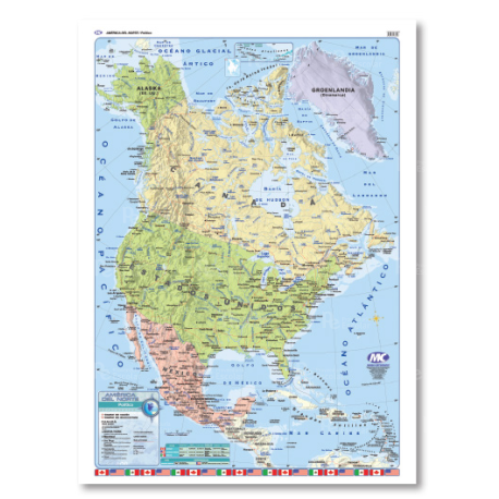 Mapa Mural Político América del Norte 95 X 130 cm. - Simple Faz -