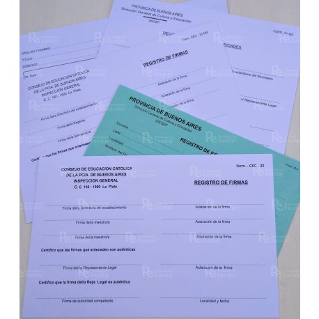 Tarjeta de Registro de Firmas RF