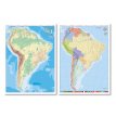 Mapa Mural Mudo América del Sur Físico/ Político 95 X 130 cm. - Doble Faz -